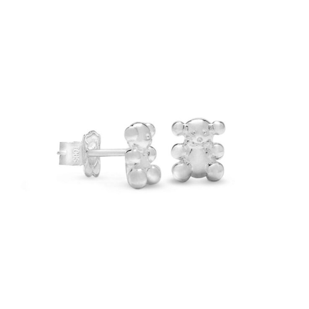 AUTHENTIC Tous Silver 1cm Bubble Bear Earrings - Sterling Silver